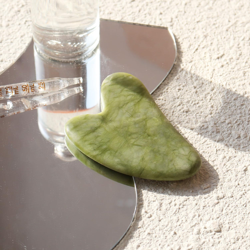 Genuine Jade Roller & Gua Sha Set for Face, Cooling & Firming Effect