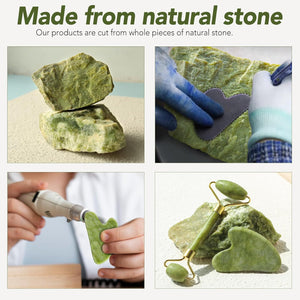 Genuine Jade Roller & Gua Sha Set for Face, Cooling & Firming Effect