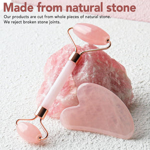 Genuine Jade Roller & Gua Sha Set for Face, Cooling & Firming Effect