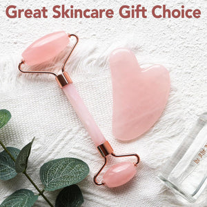 Genuine Jade Roller & Gua Sha Set for Face, Cooling & Firming Effect