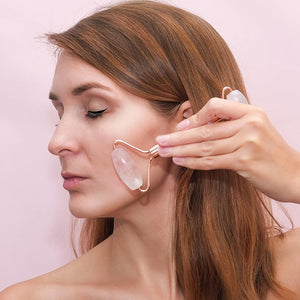 Genuine Jade Roller & Gua Sha Set for Face, Cooling & Firming Effect